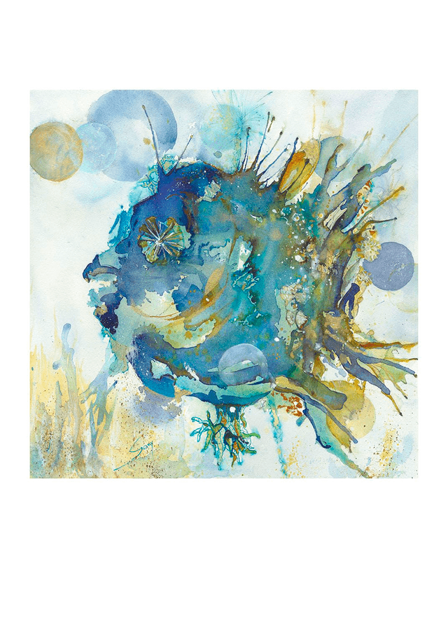 Visage marin bleu I (IMPRESSION D&#039;ART) 30 x 42 cm